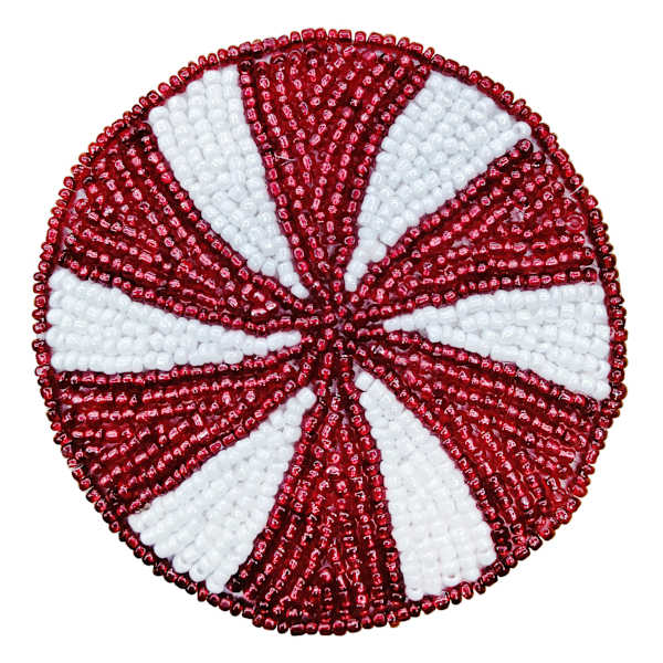 Set of 4 Peppermint Beaded Coasters, 4"