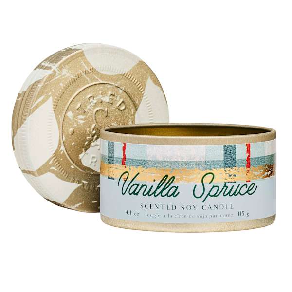 Vanilla Spruce Small Tin Candle, 4oz