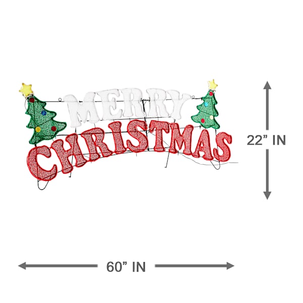 LED Twinkle Merry Christmas Sign, 5' Wide
