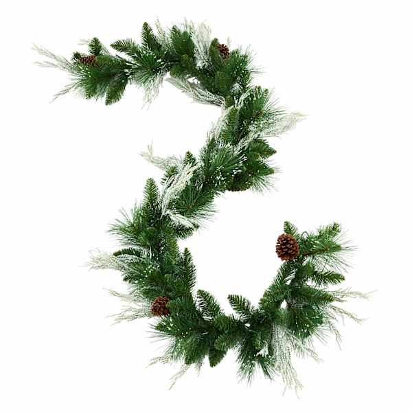 Pre-Lit Snowy Cedar Garland, 6'