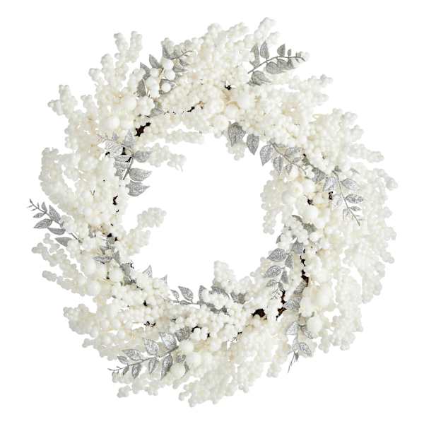 Snow, Glitter Berry & Rosehip Wreath, 26"