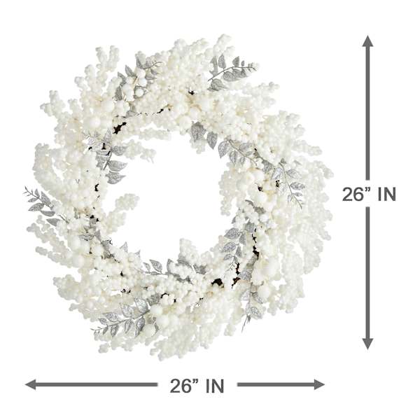 Snow, Glitter Berry & Rosehip Wreath, 26"