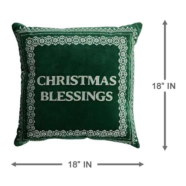 Christmas Blessings Embroidered Throw Pillow, 18"
