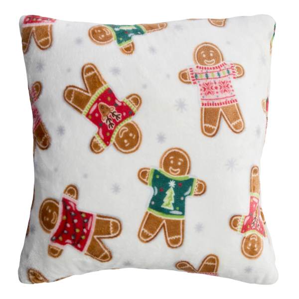 Gingerbread Lane Printed Plush Throw Pillow, 18"