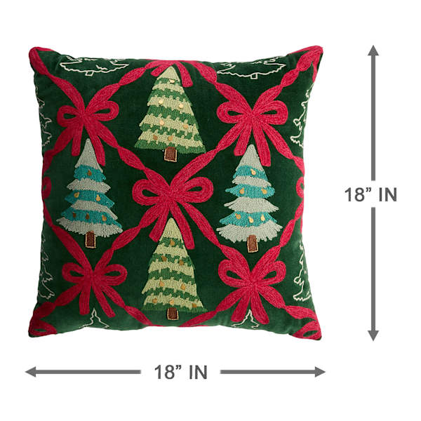 Christmas Tree & Ribbon Throw Pillow, 18"