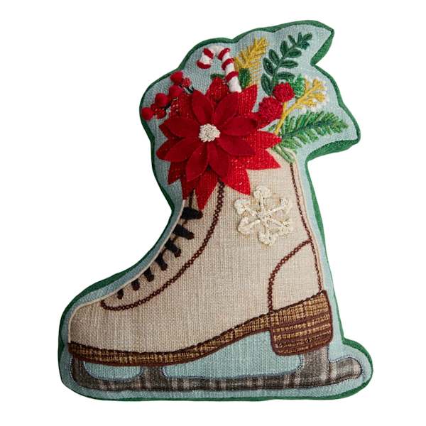 Ice Skate Shaped Throw Pillow, 14x17