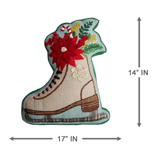 Ice Skate Shaped Throw Pillow, 14x17