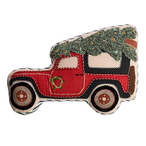 Christmas Truck Shaped Throw Pillow, 12x18