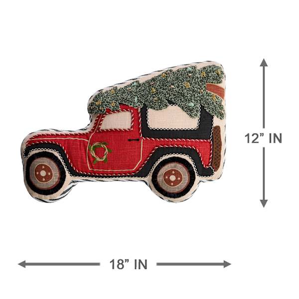 Christmas Truck Shaped Throw Pillow