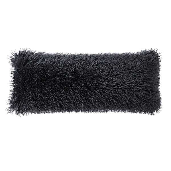Found & Fable Dark Grey Mongolian Faux Fur Throw Pillow, 14x36