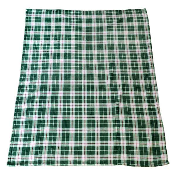 Green Plaid Printed Plush Throw Blanket, 50x60