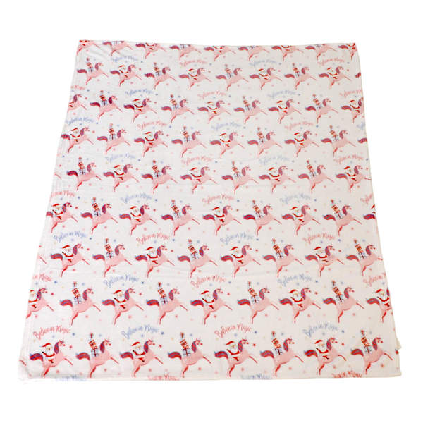 Santa Unicorns Printed Plush Throw Blanket, 50x60