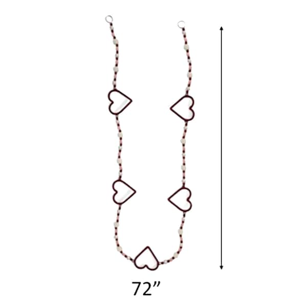 Red Beaded Heart Garland, 72"