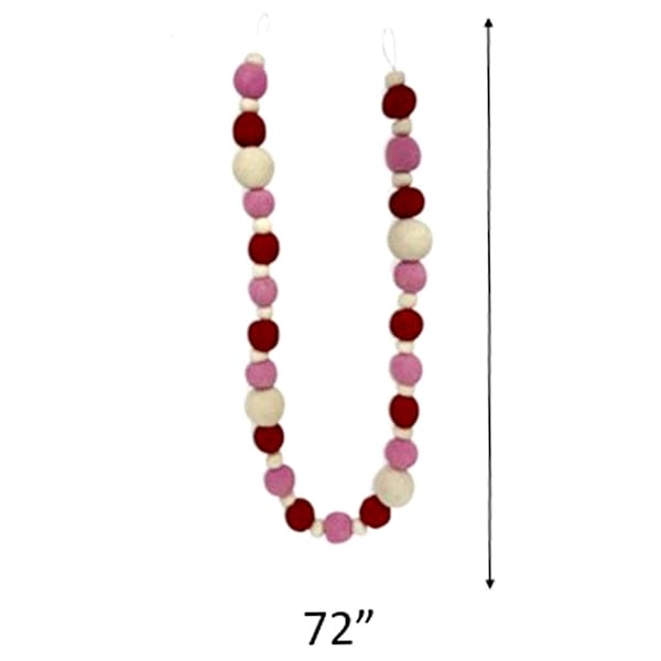 Red & Pink Felt Garland, 72"
