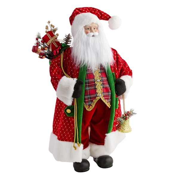 Porcelain Head Santa with Bell, 36"