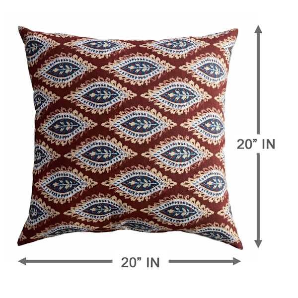 Block Print Spice Oversized Square Outdoor Throw Pillow, 20"