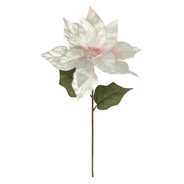 Light Pink & White Poinsettia Stem, 22"