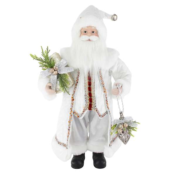 Arctic Wonderland White Velvet Santa with Trim, 18"