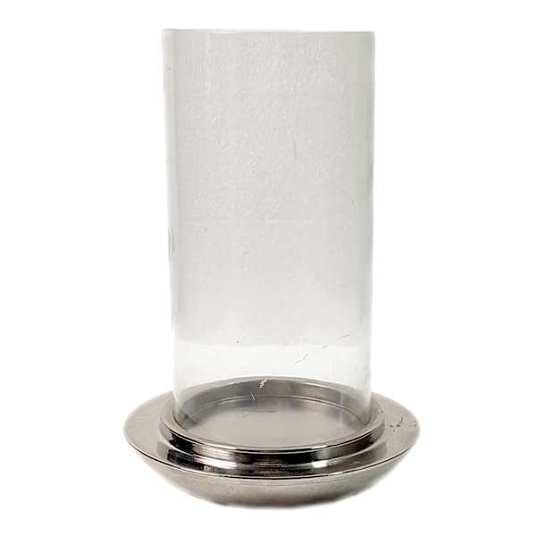 Glass Candle Holder with Silver Base, 8.7"