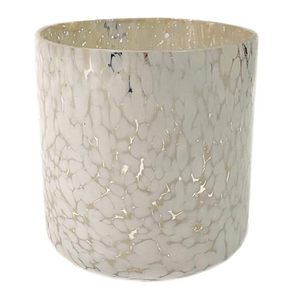 Silver & White Mercury Glass Frit Candle Holder, 3.5"