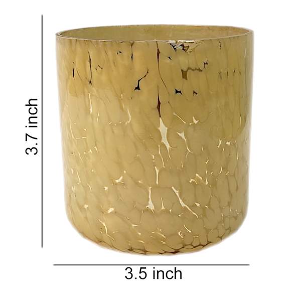 Gold Mercury Glass with Gold Frit Candle Holder, 3.5"