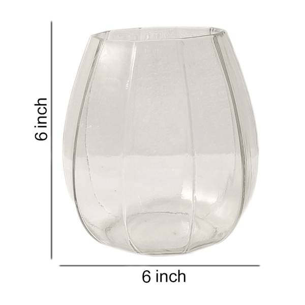 Faceted Clear Glass Hurricane, 6"