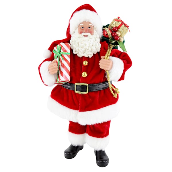 Classic Christmas Santa with Sack & Gift, 11"