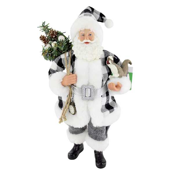 Black and White Check Santa, 11"