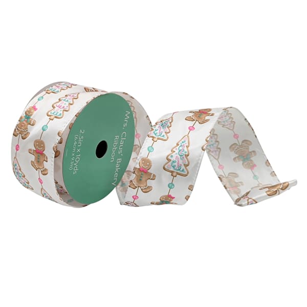 2.5" White Gingerbread Ribbon, 10yd