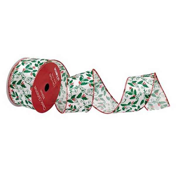 2.5" Holly Ribbon, 10yd