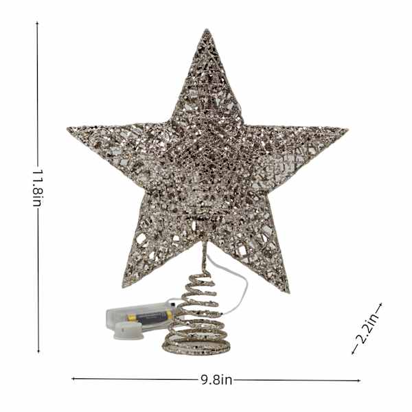 Lit Champagne Star Tree Topper, 12"