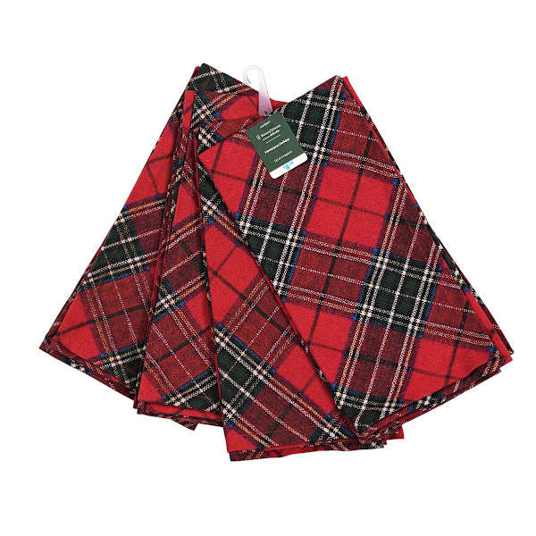 Homespun Set of 4 Holiday Plaid Cloth Napkins, 20"