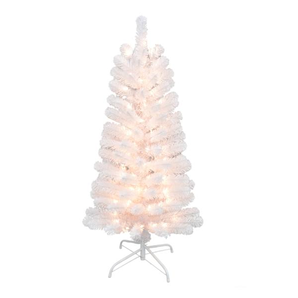 (A13) Pre-Lit LED White Fir Christmas Tree, 4'