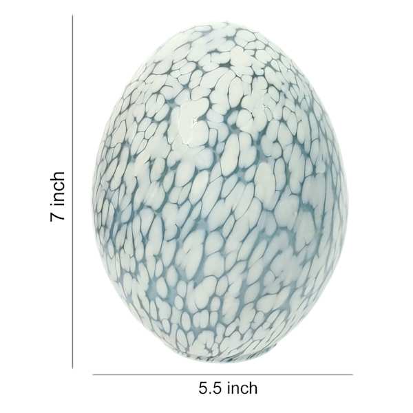 Blue & White Cheena Finish Egg, 7"