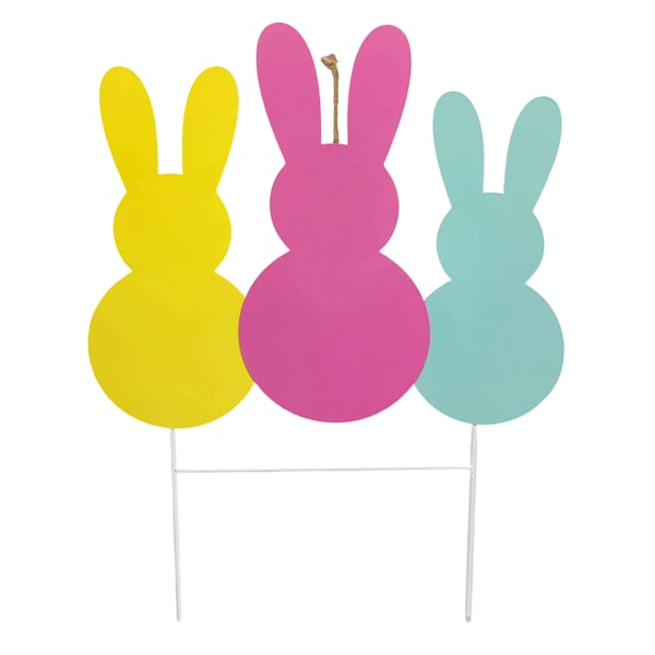 Colorful Bunny Trio Yard Stake, 24"