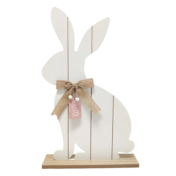 White Wooden Rabbit Decor, 25"