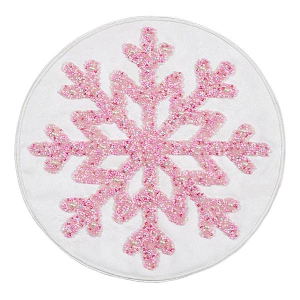 Mrs. Claus' Bakery Pink Snowflake Beaded Placemat, 14"