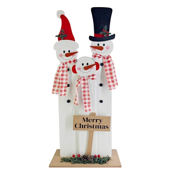 Homespun Holiday Merry Christmas Snowman Family Decor, 34"