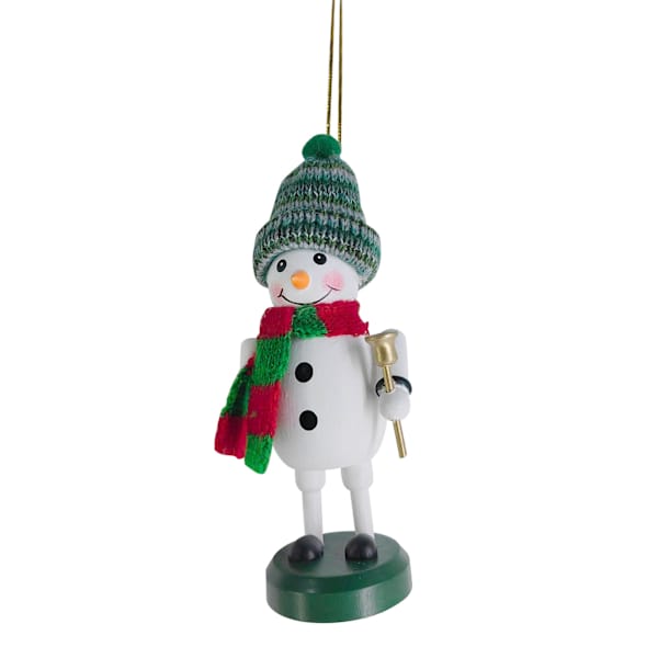 Wooden Snowman Ornament, 4"