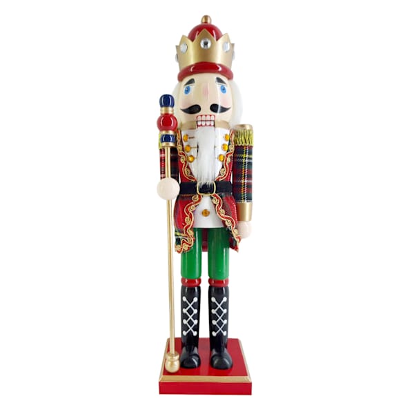 Wooden Plaid Nutcracker, 15"