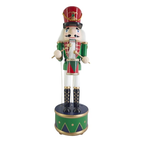 Wooden Green Musical Nutcracker, 14"