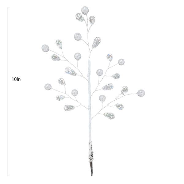 Rhinestone & Pearl Pick with Clip, 10"