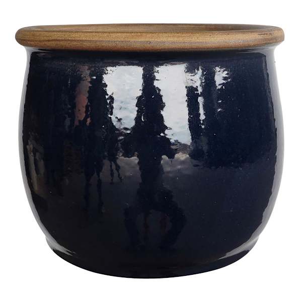 Rolled Blueberry Ceramic Outdoor Planter, Large