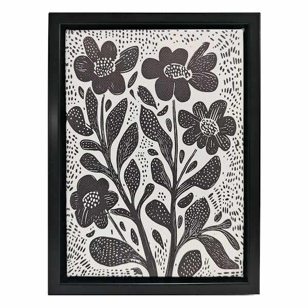 Black Floral Canvas, 6x8