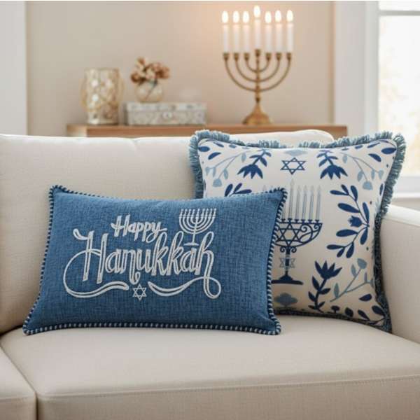 Happy Hanukkah Throw Pillow Set