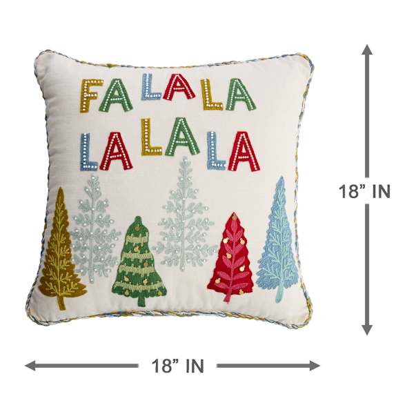 Fa La La with Trees Throw Pillow, 18"