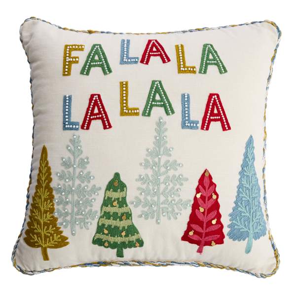 Fa La La with Trees Throw Pillow, 18"
