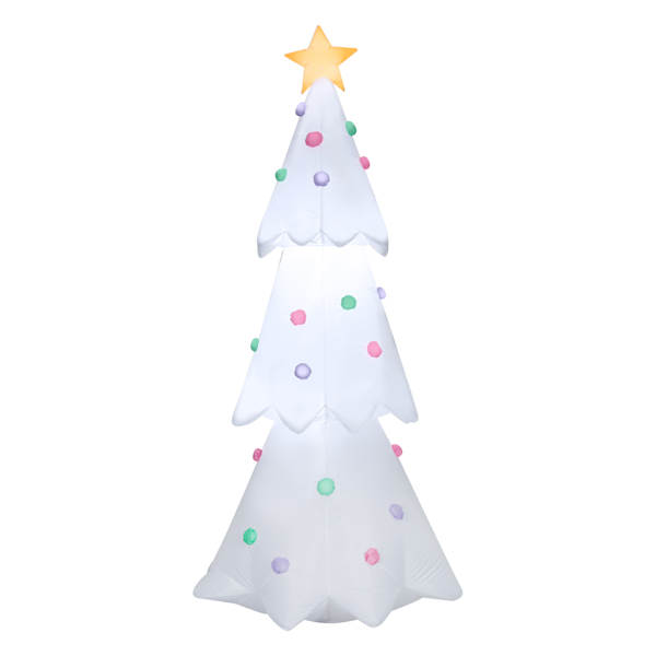 Mrs. Claus' Bakery White Christmas Tree with Ornaments Inflatable, 8.5'
