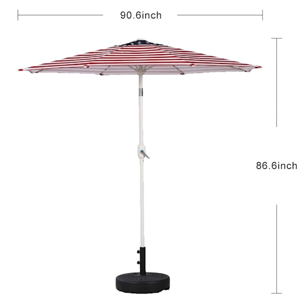 Stars & Stripes Flag Crank & Tilt Round Patio Umbrella, 7.5'
