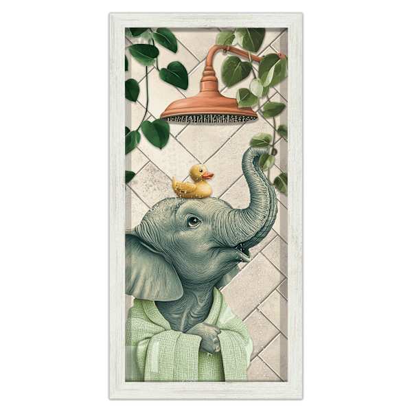 Giraffe in the Shower Canvas Wall Art, 10x20